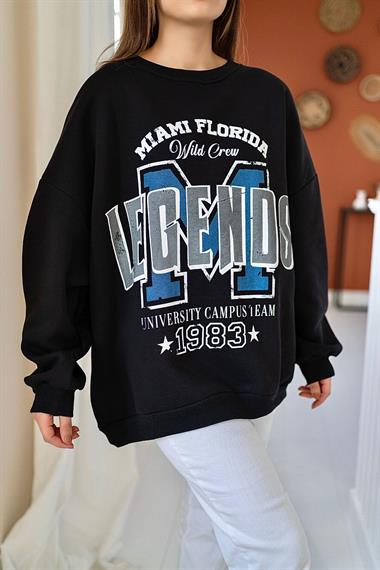 Wholesale Black Text Printed Sweatshirt