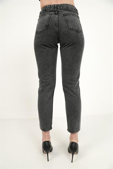 Toptan Siyah Yıldırım Desenli Jeans Pantolon