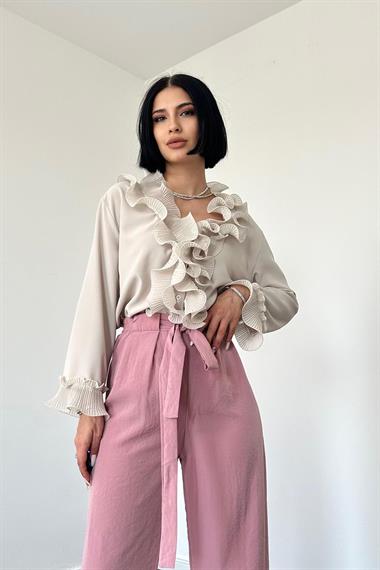 Toptan Somon Kuşaklı Pantolon