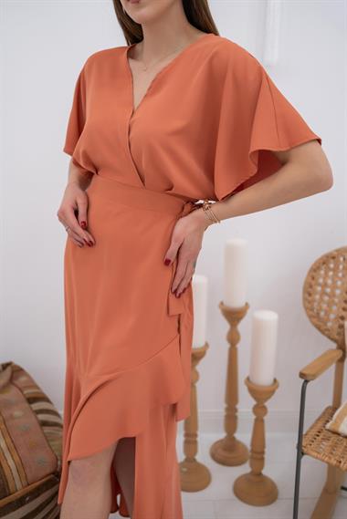 Toptan Taba Kuşak Detaylı Dubai Elbise