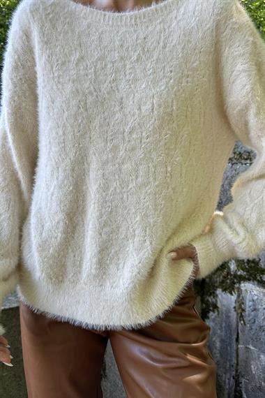 Toptan Taş Baklava Desenli Triko Kazak