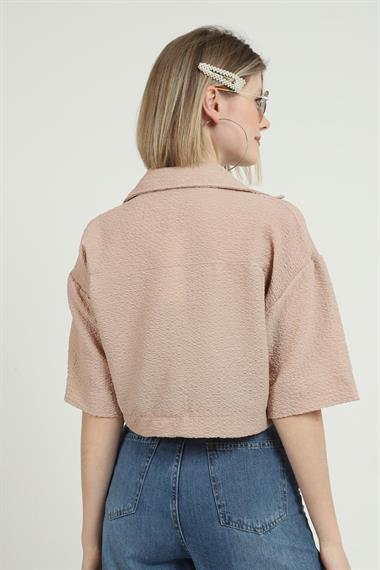 Toptan Taş Gofre Desenli Cepli Gömlek