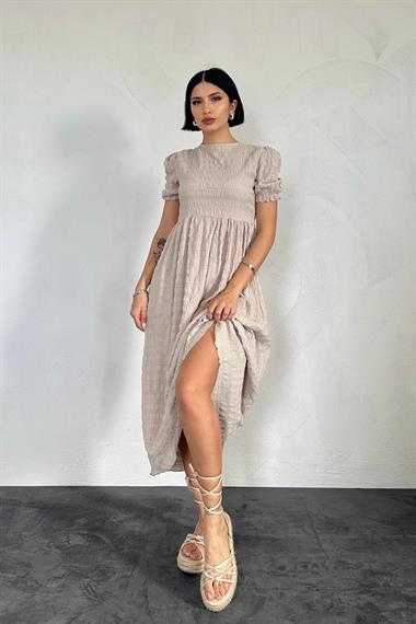 Toptan Taş Gofre Elbise