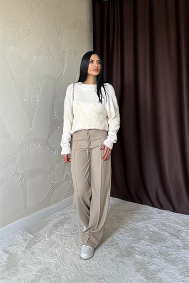 Toptan Taş Zikzak Boncuklu Triko Kazak