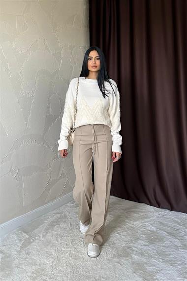 Toptan Taş Zikzak Boncuklu Triko Kazak