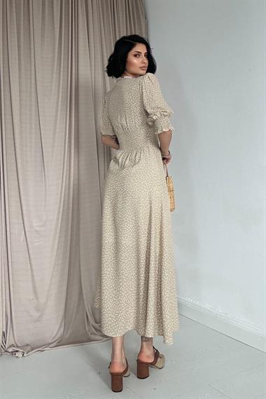 Toptan Vizon Arka ve Bel Ucu Gipeli Elbise