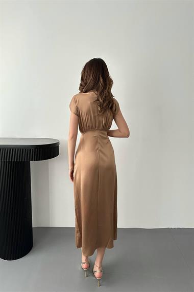 Toptan Vizon Eteği Yırtmaçlı Helen Elbise