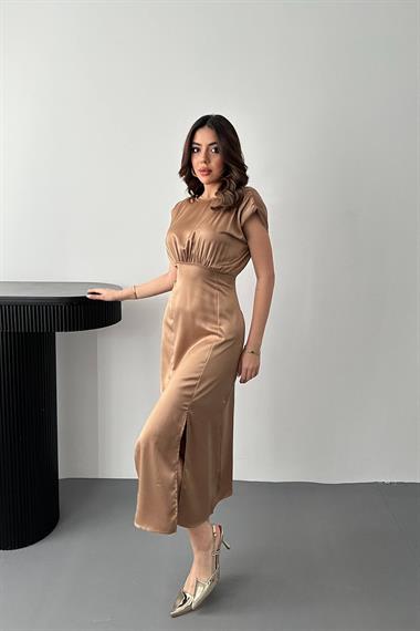 Toptan Vizon Eteği Yırtmaçlı Helen Elbise