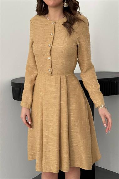 Toptan Vizon Kısa Klasik Elbise