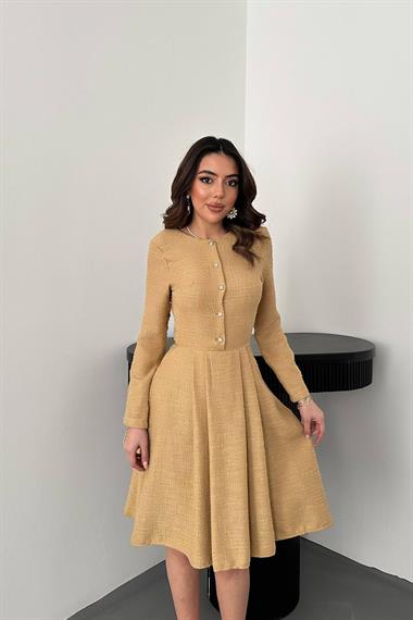 Toptan Vizon Kısa Klasik Elbise