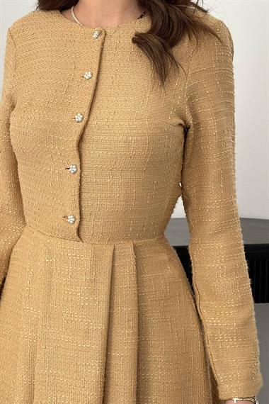 Toptan Vizon Kısa Klasik Elbise