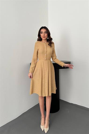 Toptan Vizon Kısa Klasik Elbise