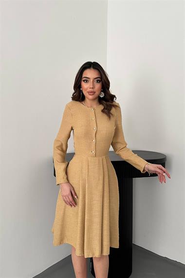 Toptan Vizon Kısa Klasik Elbise