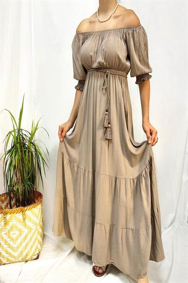 Toptan Vizon Püsküllü Elbise