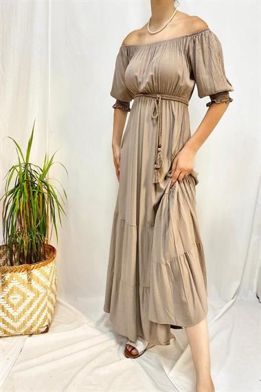 Toptan Vizon Püsküllü Elbise