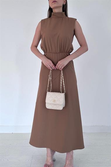 Toptan Vizon Sıfır Kol Elbise