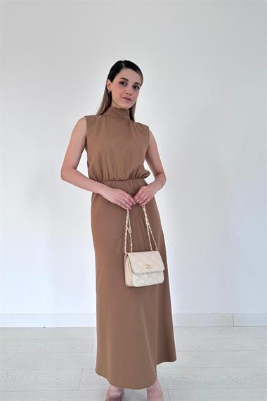 Toptan Vizon Sıfır Kol Elbise