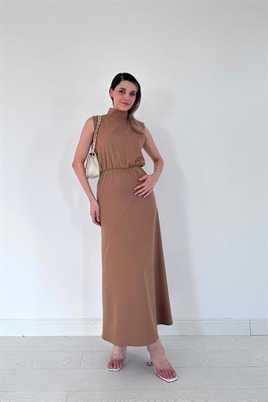 Toptan Vizon Sıfır Kol Elbise