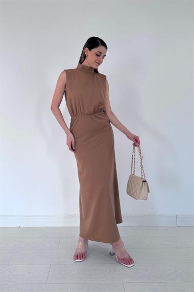 Toptan Vizon Sıfır Kol Elbise