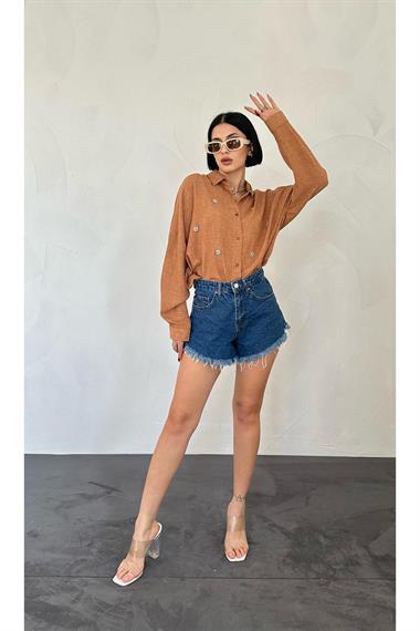 Wholesale Mink Stone Embroidered Shirt