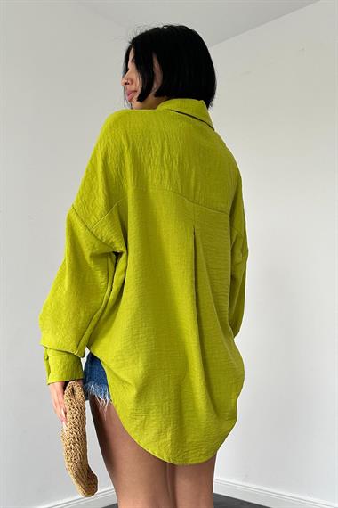 Wholesale Oil Green Stone Embroidered Shirt