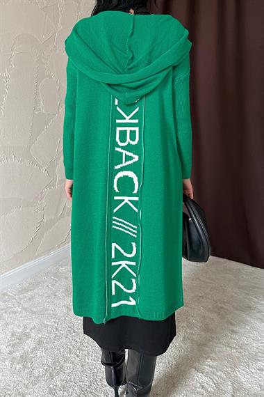 Wholesale Green Cardigan with Back Writing