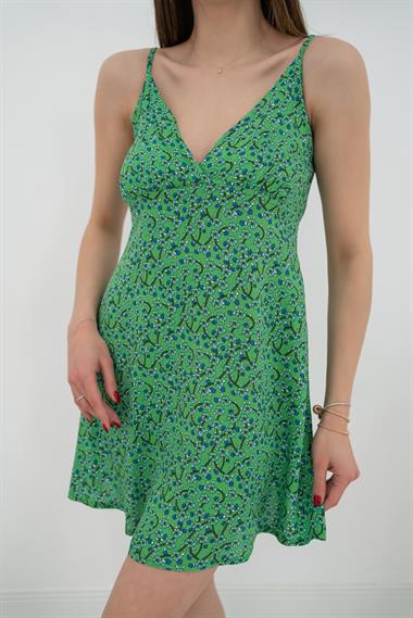 Toptan Yeşil Askılı Elbise