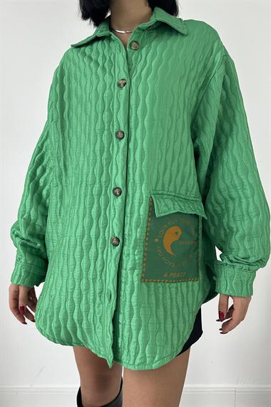 Toptan Yeşil Cepli Kapitone Gömlek