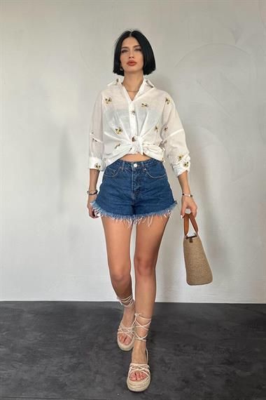 Toptan Yeşil Çiçek Desen Gömlek