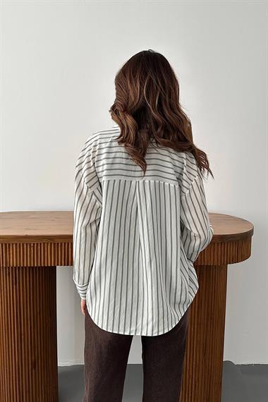 Toptan Yeşil Çizgili Gömlek