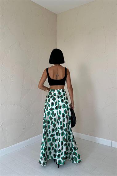 Toptan Yeşil Desenli Etek