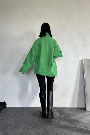 Toptan Yeşil Etiketli Pile Detaylı Ceket