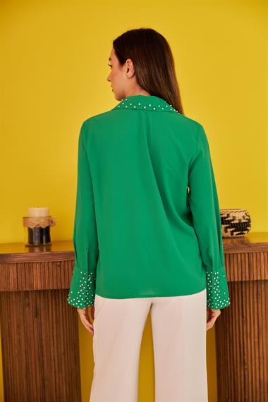 Оптовая продажа зеленая рубашка Jesica Stone Wide Cuffed
