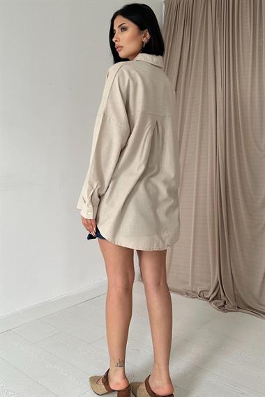 Wholesale Green Linen Printed Stone Shirt