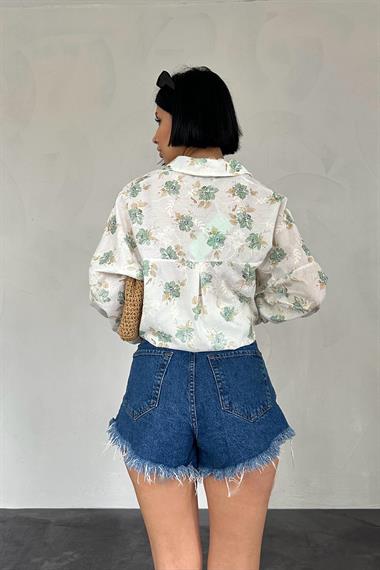 Wholesale Green Classic Free Size Printed Embroidered Shirt