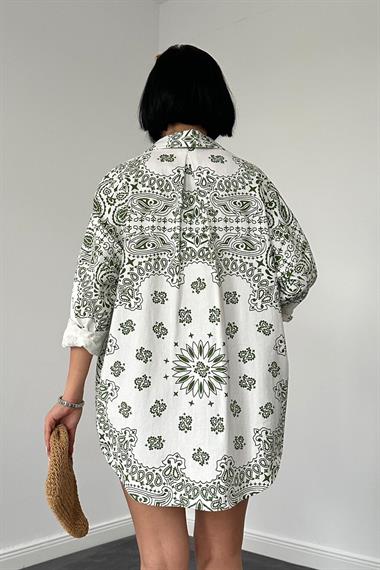 Wholesale Green Classic Patterned Gabardine Shirt