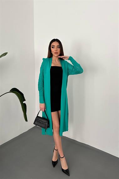 Wholesale Green Sleeve Knitted Sweater Cardigan