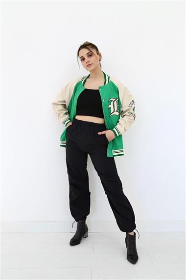 Toptan Yeşil Nakışlı Kolej Ceket