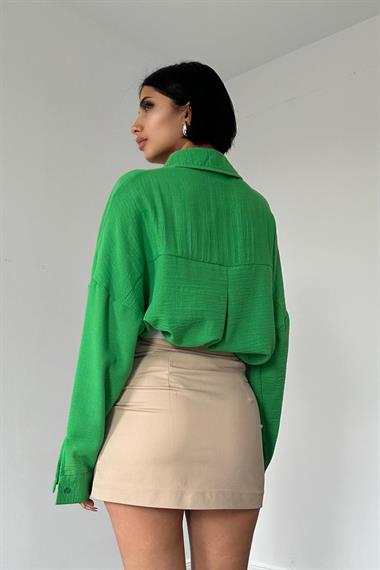 Wholesale Green Stone Embroidered Shirt