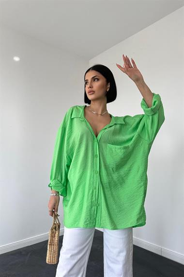 Toptan Yeşil Tek Cepli Bedensiz Cruz Gömlek