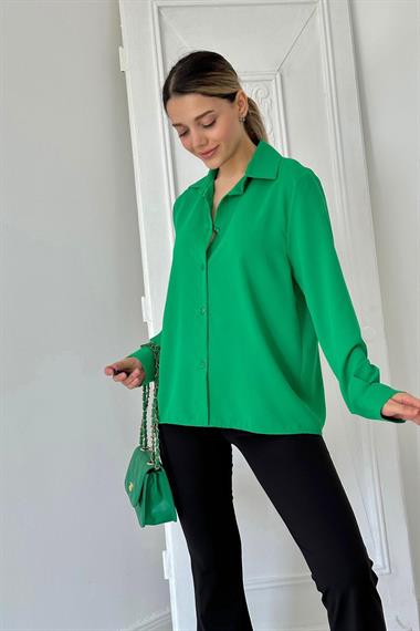 Wholesale Green Collar Pearl Detail Shirt