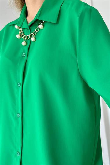 Wholesale Green Collar Pearl Detail Shirt