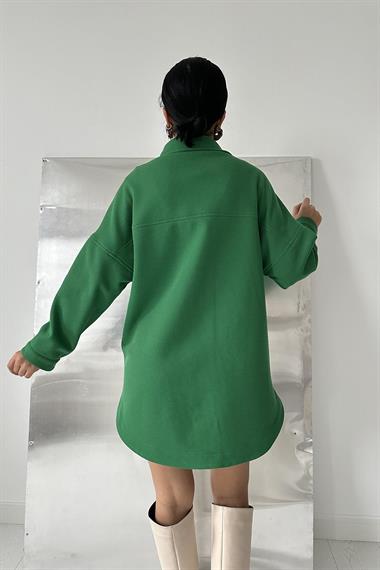 Toptan Yeşil Yandan Yırtmaçlı Gömlek