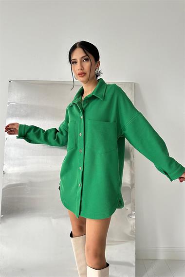 Toptan Yeşil Yandan Yırtmaçlı Gömlek