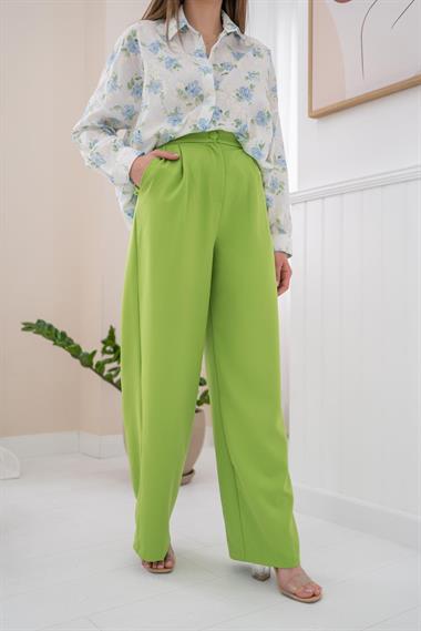 Toptan Yeşil Yüksek Bel Pantolon