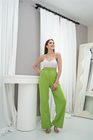 Toptan Yeşil Yüksek Bel Pantolon