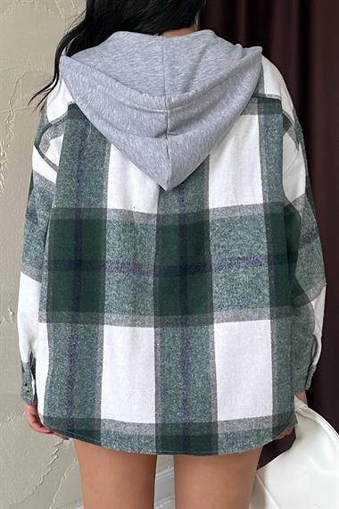 Wholesale Emerald Hooded Lumberjack Shirt