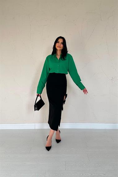 Toptan Zümrüt Poplin Gömlek