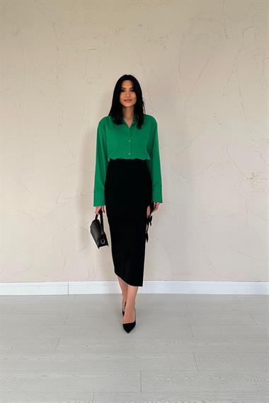 Toptan Zümrüt Poplin Gömlek