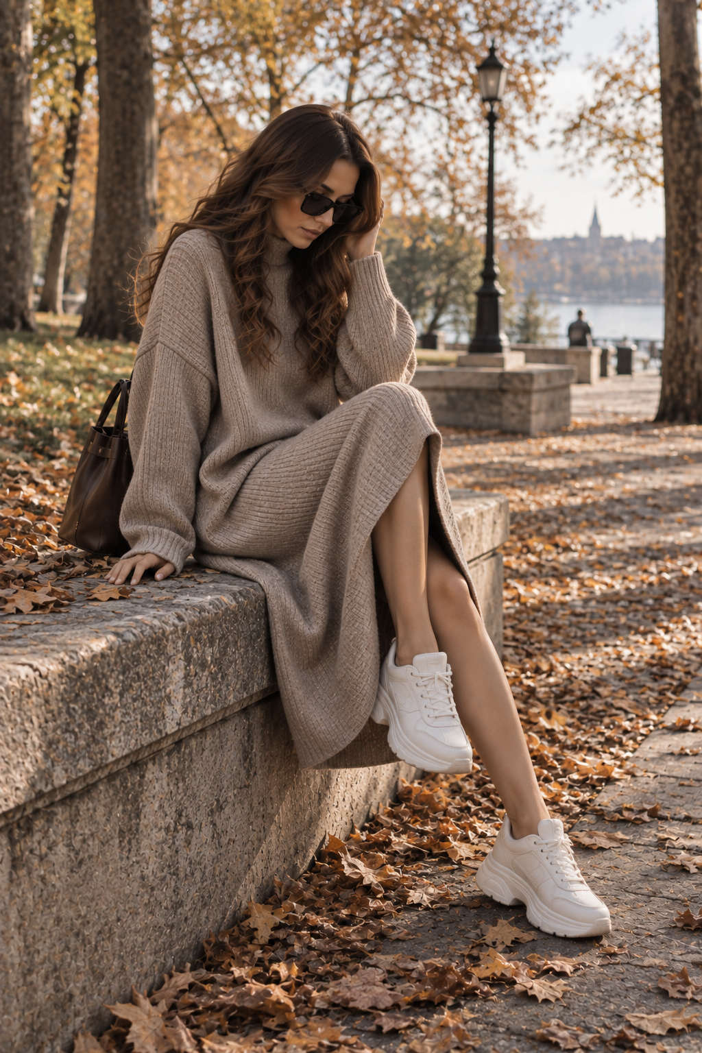 Triko Elbise ile Sneaker Kombini